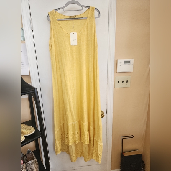 NWT.7 Agosto Yellow Casual Dress.Made In Italy - Picture 2 of 5